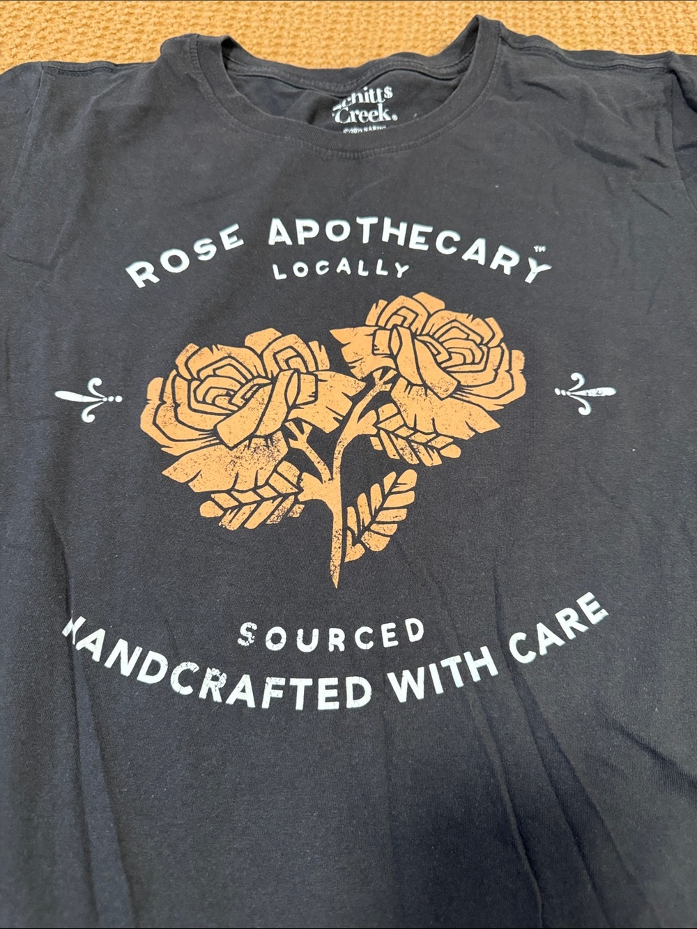 Rose Apothecary Graphic Short Sleeve Tee - Black with Tan Floral Print - Picture 2 of 3